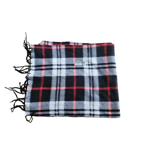 Pashmina silk and pashmina blend plaid multicolor scarf - Picture 3 of 5